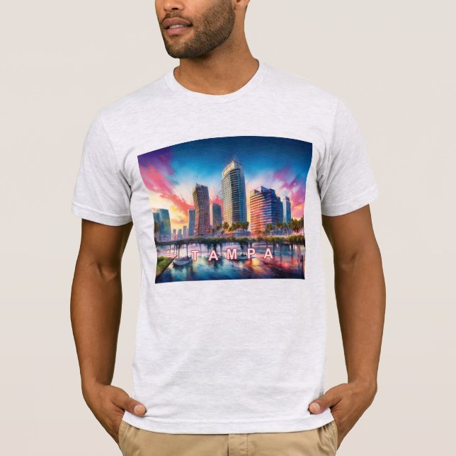 T-shirt Art Graffiti Tampa Skyline (Devant)