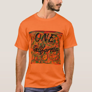 T-shirt art gribouillant abstrait un état doré californien