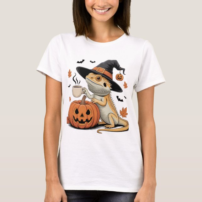 T-shirt Art Halloween de sorcière de dragon barrée (Devant)