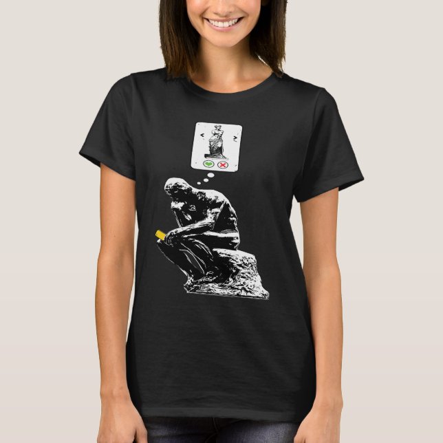 T-shirt Art History Geek  Rodin Thinker Statue Dating App (Devant)