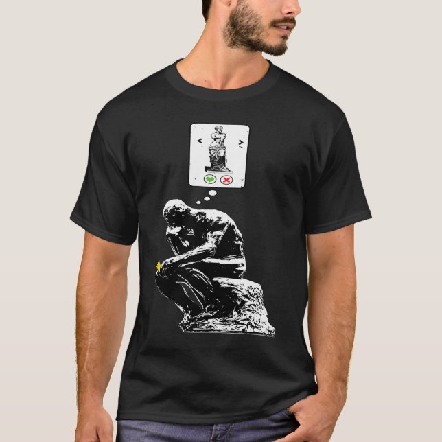 T-shirt Art History Geek  Rodin Thinker Statue Dating App (Devant)