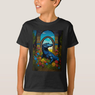 T-shirt Art Imaginaire Alligator Bleu