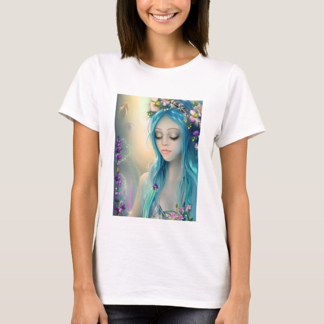 T-shirt Art Imaginaire Ethéal | Belle Fée Bleue (Devant)
