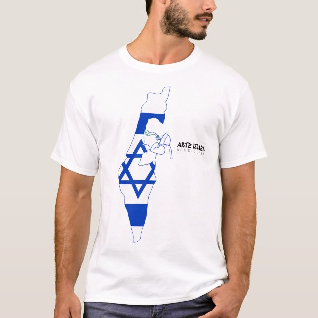 T-shirt Art Israel Map of Israel With Shofar (Devant)