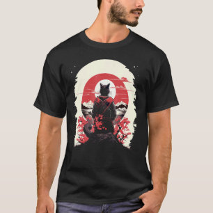 T-shirt Art japonais Chat Ninja Ukiyo-e Style Samurai Chat