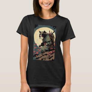 T-shirt Art japonais Chat Ninja Ukiyo-e Style Samurai Chat