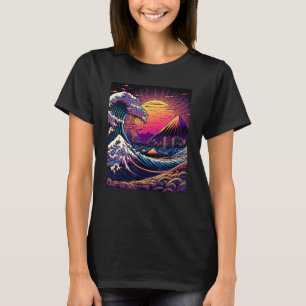 T-shirt Art japonais de style Ukiyo-e Retrowave Grande Vag