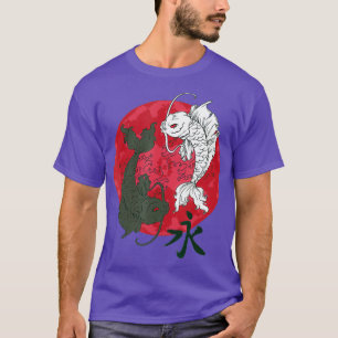 T-shirt Art japonais Koi poisson noir blanc Koi japonais