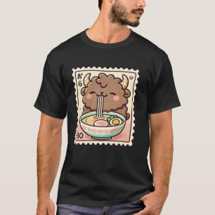 T-shirt Art japonais pop timbre nouilles Bison Mignon