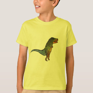 T-shirt Art jaune de dinosaure de T-Rex d'enfants mignons