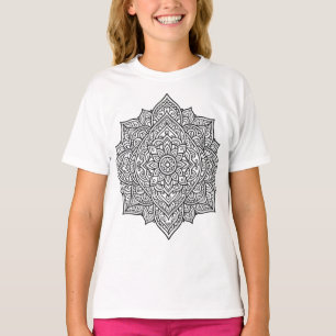 T-shirt Art mandala aux lignes noires complexes