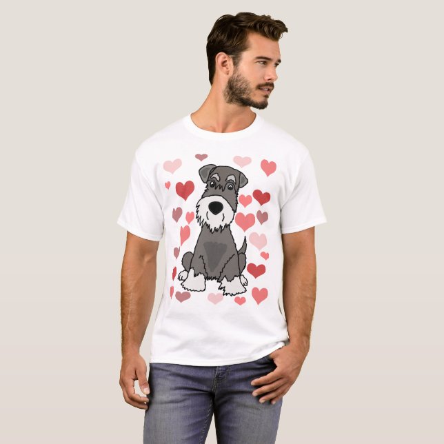T-shirt Art mignon de motif de chien et de coeurs de (Devant entier)