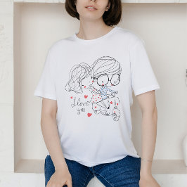 T-shirt Art minimaliste Abstrait Couple Portrait Line