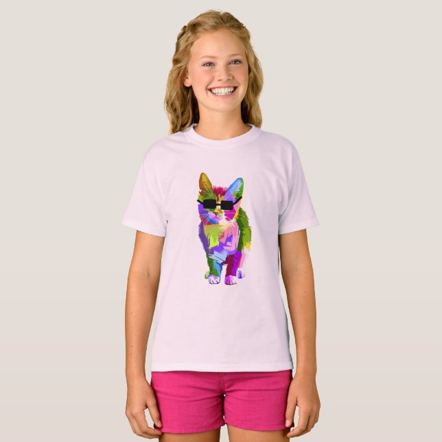 T-shirt Art moderne cool pop art chaton chaton (Devant entier)