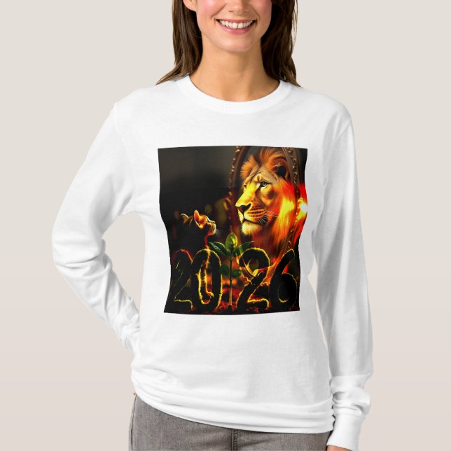 T-shirt Art Motivationnel 2026 - Kitten Voit Lion en miroi (Devant)