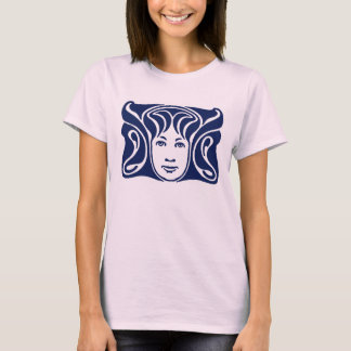 T-shirt Art Nouveau déesse romaine face féminine bleu