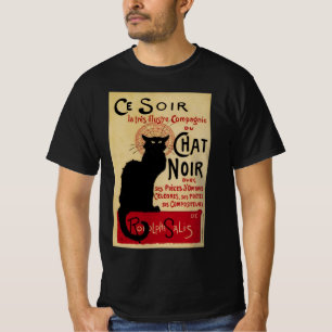 T-shirt Art Nouveau vintage, Ce Soir Conversation Noir Cha