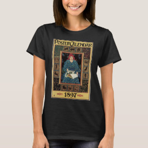 T-shirt Art Nouveau vintage, femme lisant un livre d'astro