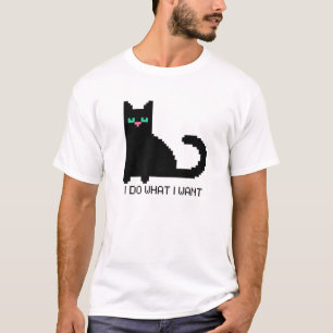 T-shirt art numérique 8 bits Crypto Pixel Black Cat Je fai
