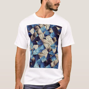 T-shirt Art numérique Bleu Carrés Abstraits