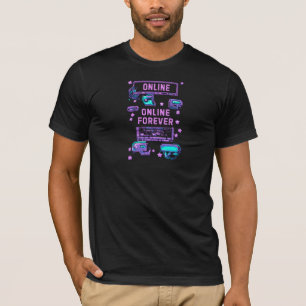 T-shirt Art numérique rétro pixel en ligne pour toujours