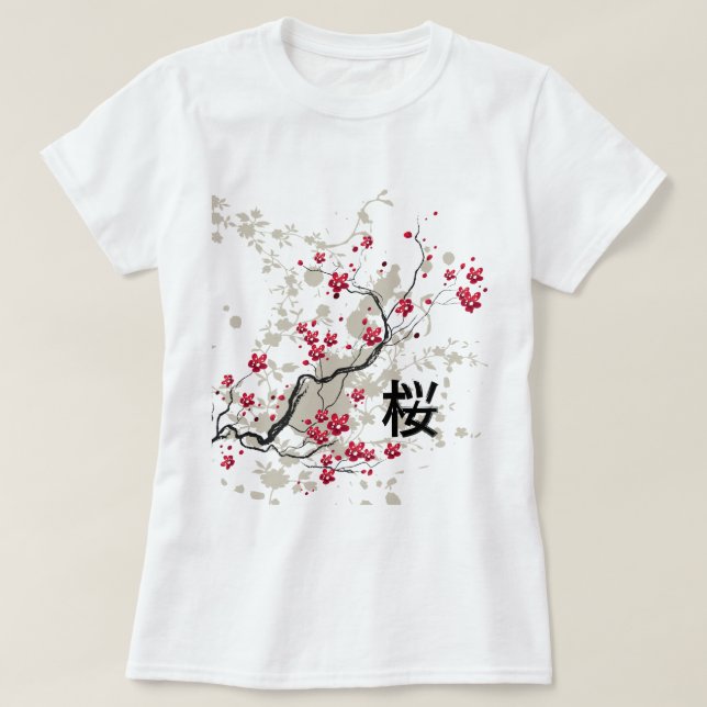 T-shirt Art oriental de fleurs de cerisier de Sakura de (Design devant)