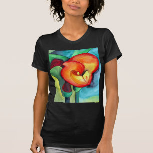T-shirt Art original orange d'aquarelle de lis de Canna