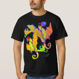 T-shirt Art par Micheal Raglan Dragon Chemise noire