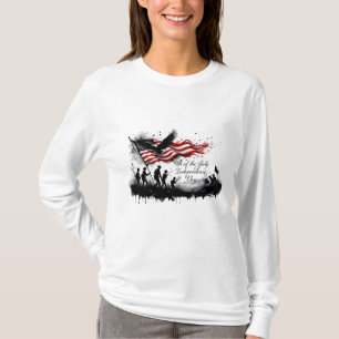 T-shirt Art patriotique du 4 juillet avec drapeau et solda