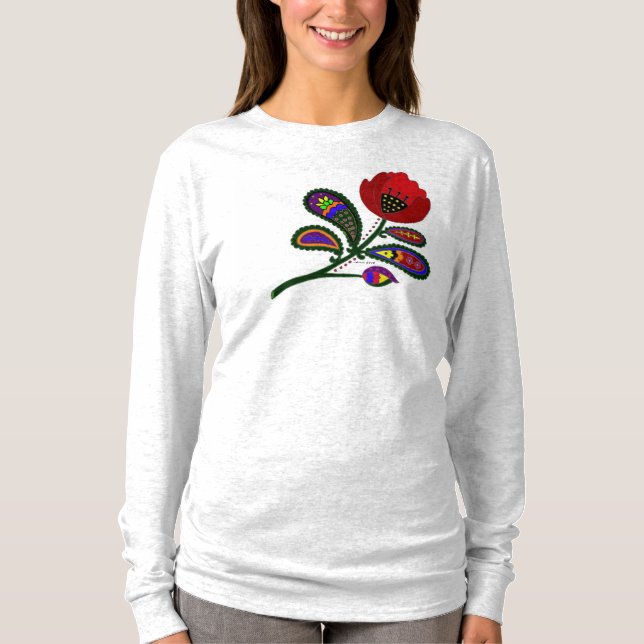 T-shirt Art populaire d'Ukrainien de pavot de Paisley (Devant)