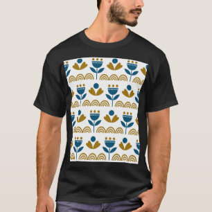 T-shirt Art populaire scandinave, motif coloré.