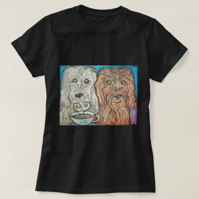 T-shirt Art potable de café de GOLDENDOODLE (Design devant)