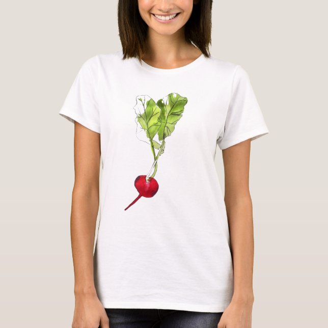T-shirt Art pour aquarelle végétal d'illustration de radis (Devant)