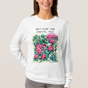 T-SHIRT ART POUR L'ÂGE NUMÉRIQUE PEACOCK ET FLEURS QR AI 2