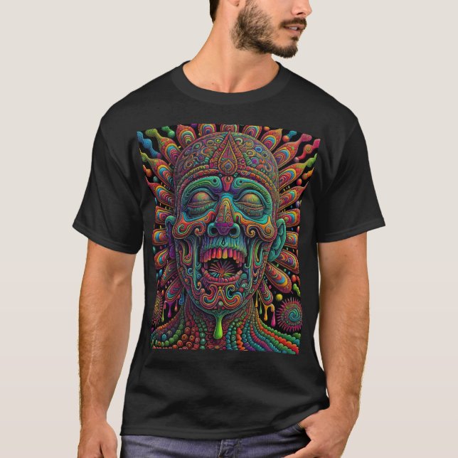T-shirt Art psychédélique à tête dégoulinante (Devant)