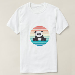 T-shirt Art relaxant de Panda Rétro Coucher de Soleil