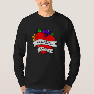 T-shirt Art romantique de tatouage de coeur de couple