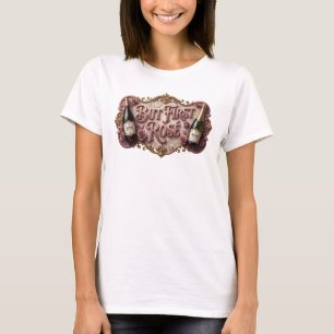 T-shirt Art rose en Pink BUT FIRST ROS 3D Texte