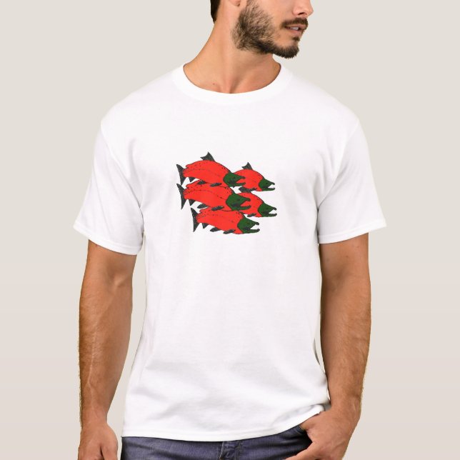 T-shirt Art rouge de saumon de saumon rouge (Devant)
