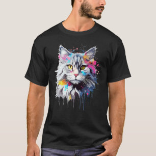 T-shirt Art Splash Chat Sibérien Visage Coloré