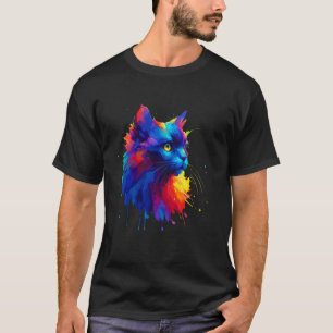 T-shirt Art splash coloré chat Bombay