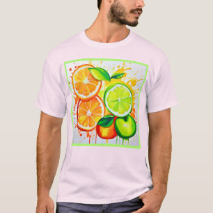 T-shirt Art Splash de Fruits Citriques Vibrants