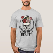 T-Shirt Art Suréaliste Crâne Floral Mind Over Beau