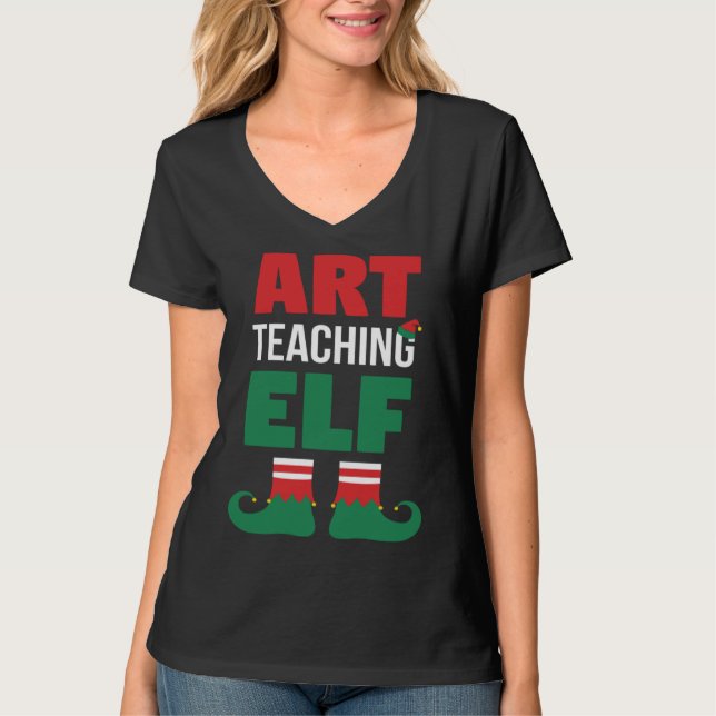 T-shirt Art Teacher Christmas  Art Teaching Elf Teacher (Devant)