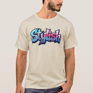 T-Shirt Art Textuel Graffiti Élégant