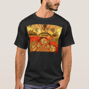 T-shirt Art traditionnel africain rouge doré
