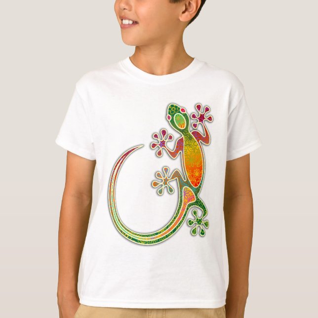 T-shirt Art tribal floral de Gecko (Devant)