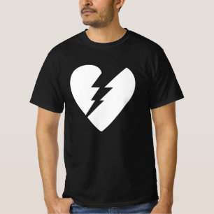 T-shirt Art vectoriel du coeur brisé noir et blanc