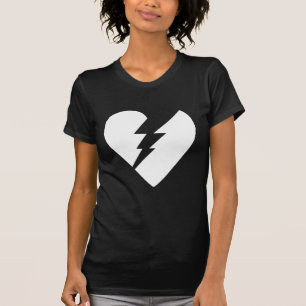 T-shirt Art vectoriel du coeur brisé noir et blanc