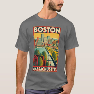 T-shirt Art Vintage voyage de Boston Massachusetts US